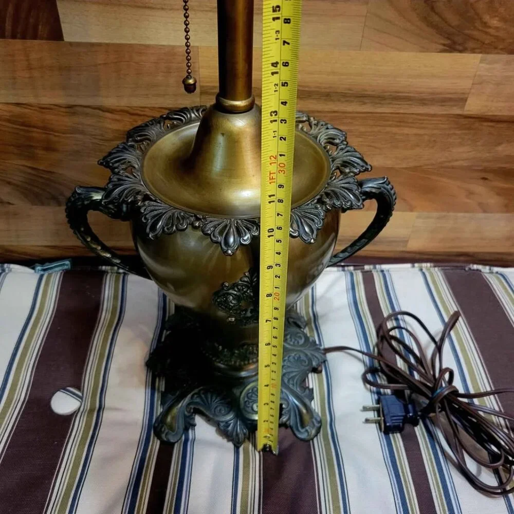 Antique Victorian or Art Nouveau Style Brass Table Lamp